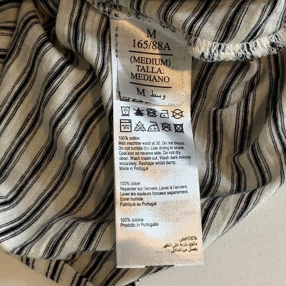 Allsaints Dress Womens M Medium Cotton Paloma Stripe Twist Front Cap Sleeves Tee - Picture 10 of 14